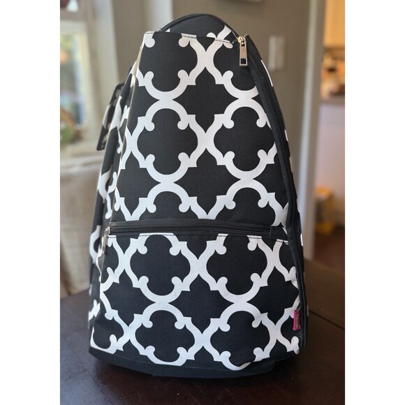 NGIL Tennis Racket Backpack Geometric Clover in Black and White Soft Shell - Picture 1 of 8